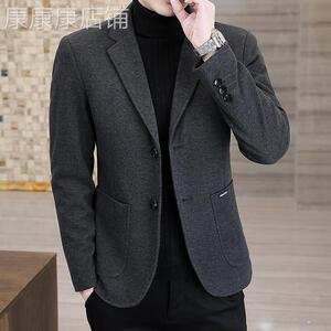 高端西服男装春秋季新款轻熟风纯色百搭修身外套中年商务休闲西装