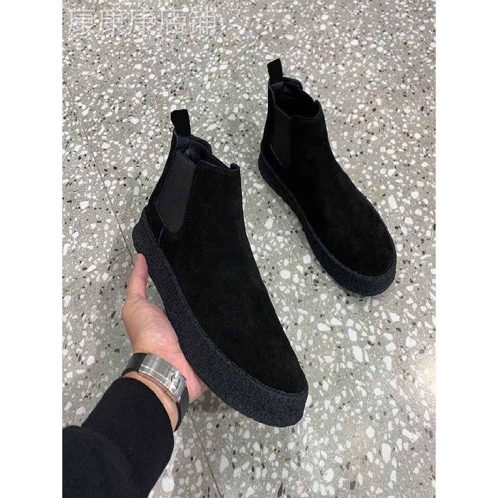 香港男鞋2025秋冬新款切尔西马丁靴黑武士高帮板鞋棉鞋潮流休闲鞋