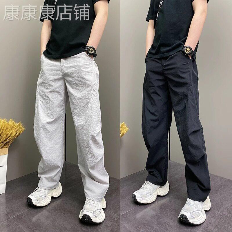 高端弯刀休闲裤男夏季薄款2025新款潮牌痞帅宽松哈伦裤直筒长裤子