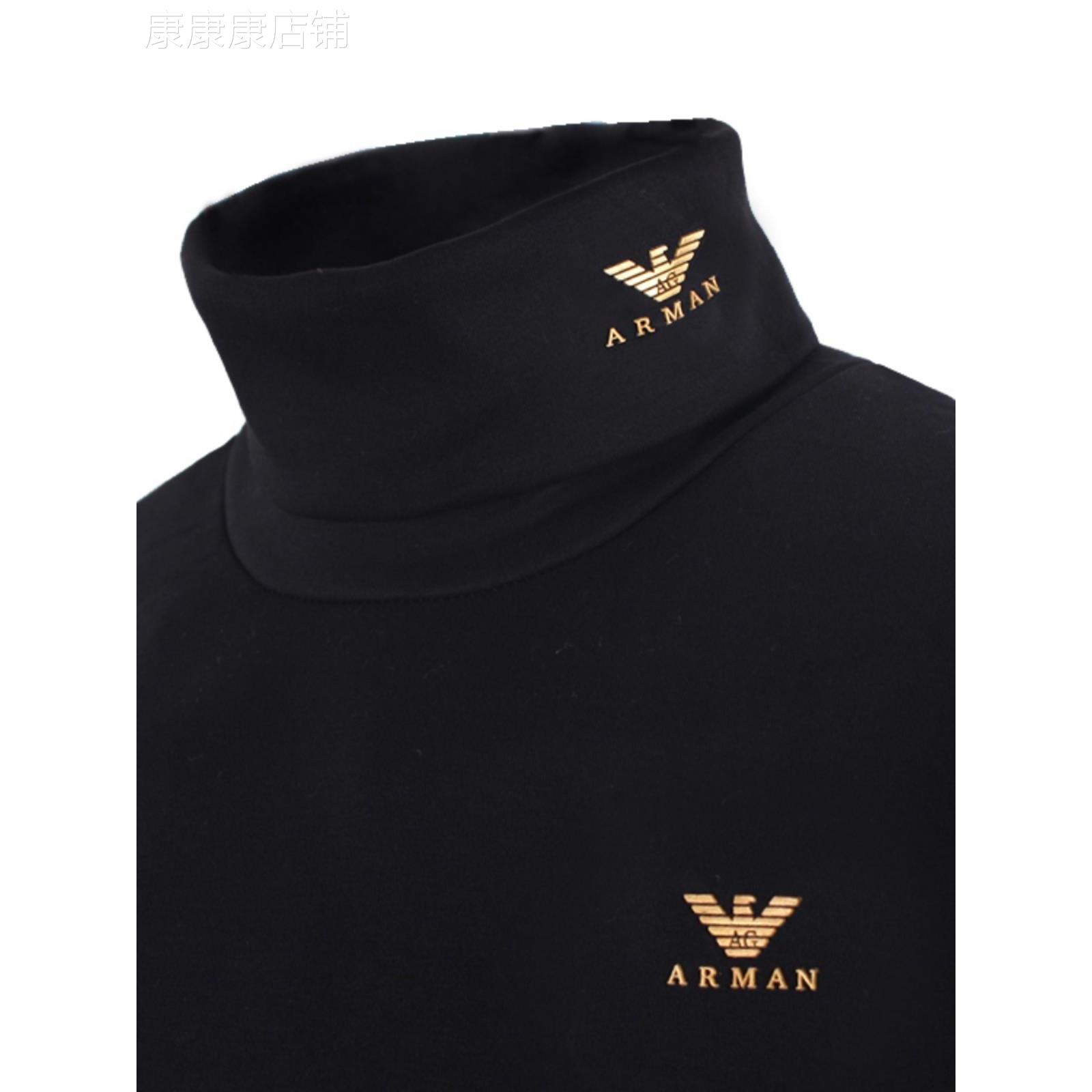 高领打底衫男秋冬季卫衣加绒长袖T恤上衣服加厚保暖内衣秋衣黑色