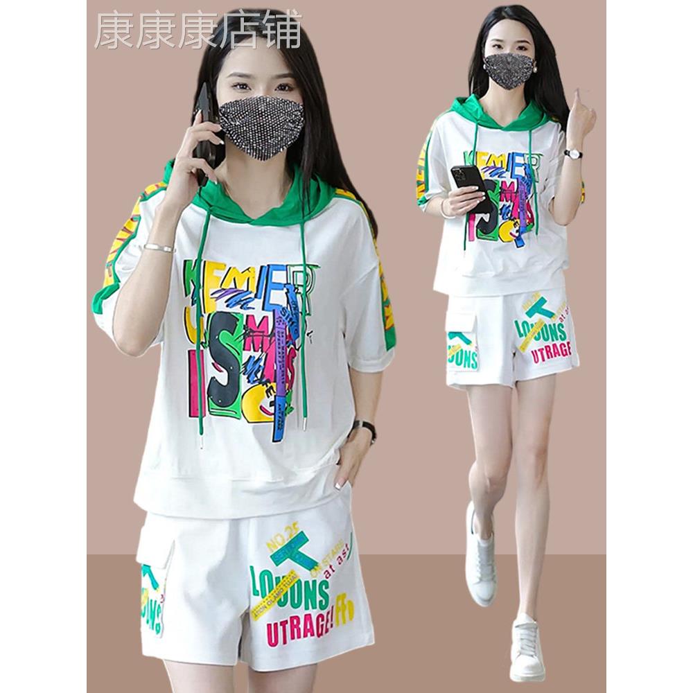 运动套装女夏季2025新款宽松时尚减龄显瘦短袖短裤休闲百搭两件套