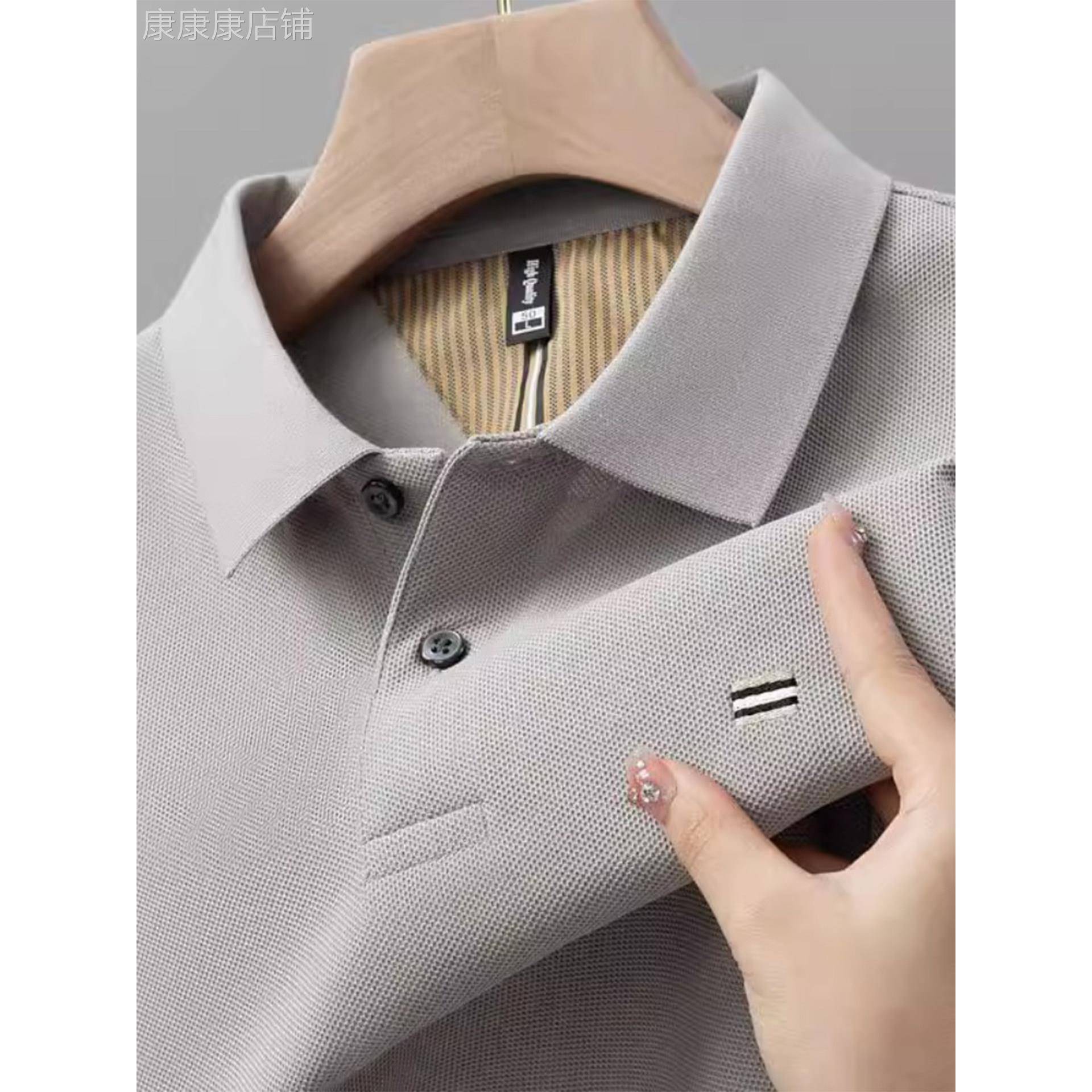 MK正品100%纯棉Polo衫男长袖高端春秋季新款潮牌刺绣宽松男士上衣
