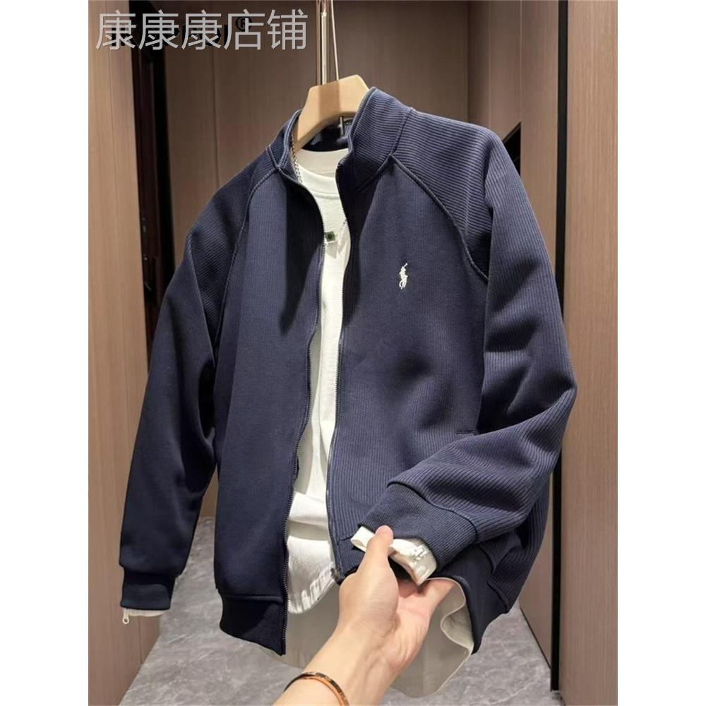 高端男士韩版简约刺绣立领休闲夹克2025秋新款设计感百搭开衫外套