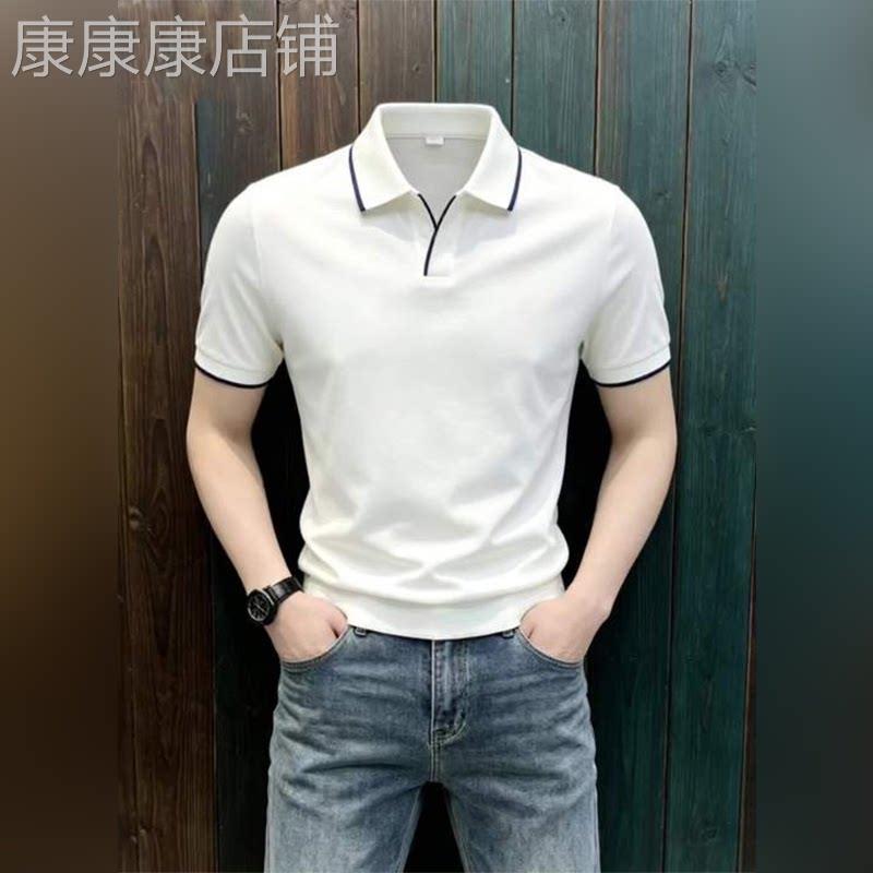 GP极简~高端大气短袖polo衫男士夏季设计感海鸥领T恤修身百搭上衣