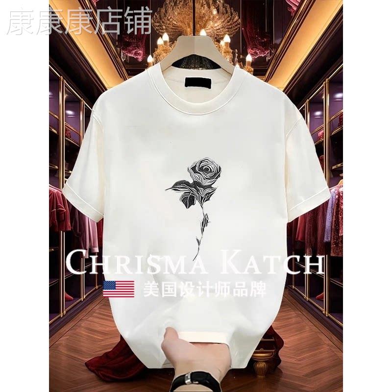 出口美国⭐Chrisma Katch~重磅短袖印花圆领上衣韩版休闲内搭衣