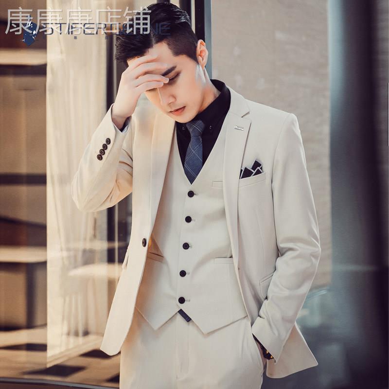 STIFER GENNE大码西服男新郎伴郎结婚修身礼服三件套男士西装套装