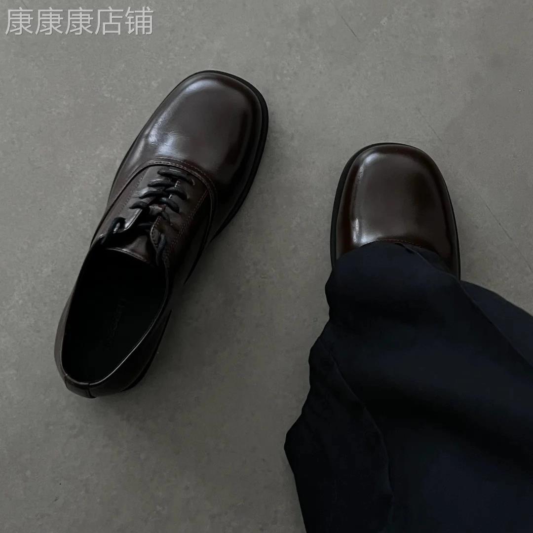 cleanfit皮鞋小众高级感方头休闲男款结婚通勤百搭圆头厚底德比鞋