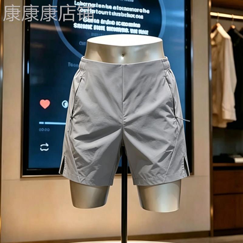 高端速干五分裤男士薄款外穿夏季修身运动中腰裤子弹力休闲短裤