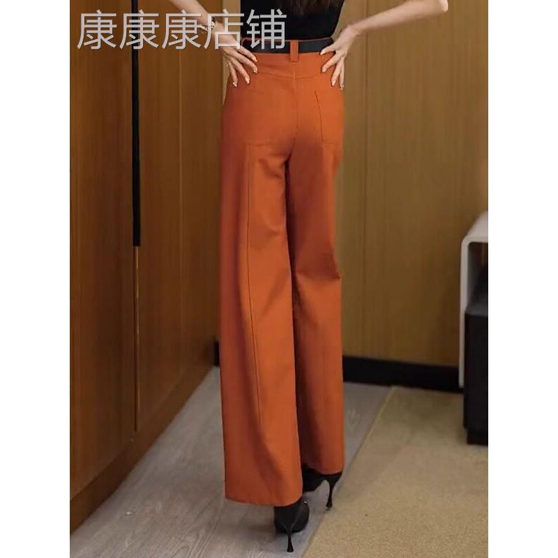 天丝棉高腰阔腿西装裤女2025新款夏天薄款女士裤子夏季宽松直筒裤