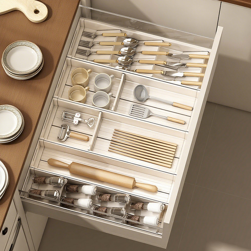 铝制餐具收纳盒厨房橱柜抽屉分格分类置物架自由组合刀叉勺整理架,餐饮具,餐具笼/架,淘宝优惠券,粉丝福利购,淘宝优惠卷