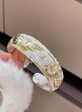 足银999.9描金龙凤呈祥开口手镯新中式女送妈妈奶奶款母亲节礼物