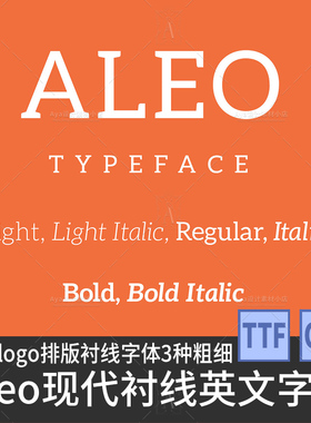 Aleo英文字体现代衬线体排版设计英文半圆轻奢品牌logo设计素材