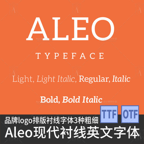 Aleo英文字体现代衬线体排版设计英文半圆轻奢品牌logo设计素材