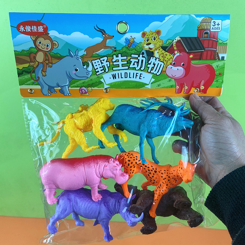 儿童玩具森林野生动物袋装6个软胶材质趣味早教认知模型玩偶混批