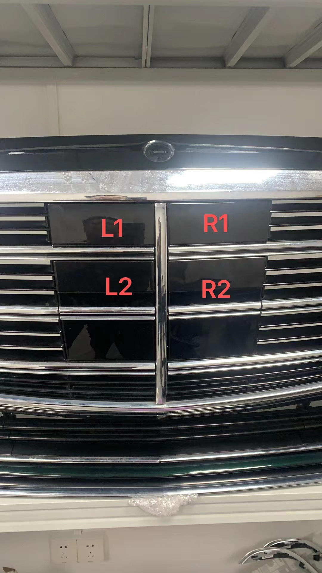 奔驰S级中网盖板 S400升级S450高配中网小盾升级高配盾牌雷达盖板