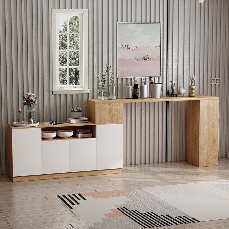 定制餐边柜家用伸缩旋转吧台桌现代简约个性收纳餐桌边柜一体组合