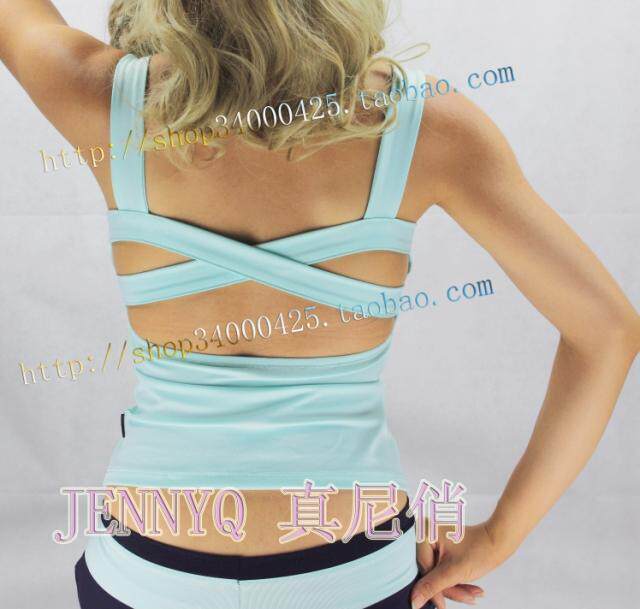 跑步比赛背心微喇JennyQ健身服/健美/跳操/肚皮舞运动瑜伽速干