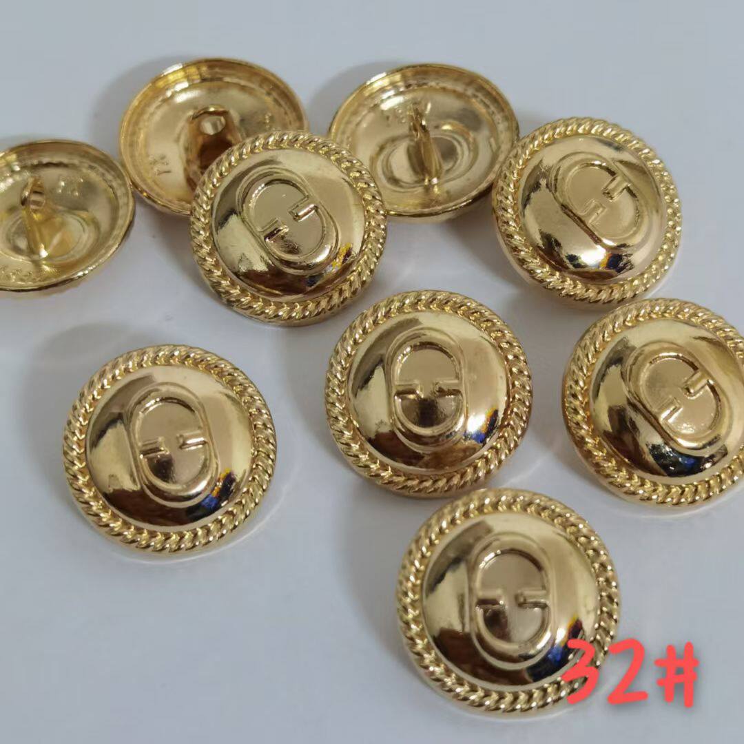 金属圆形DD球面链边金色纽扣羊呢绒大衣针织毛衣西装裤裙装饰扣子