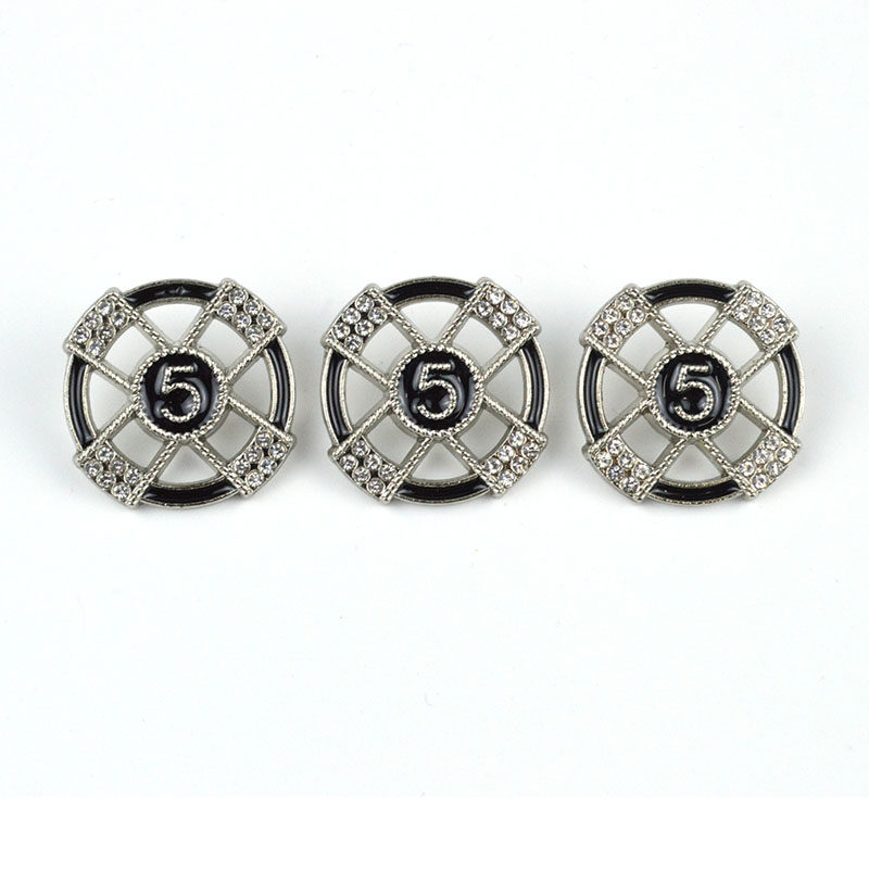 金属圆形数字55镶钻镂空银白纽扣大衣针织毛衣风衣外套裙裤装饰扣