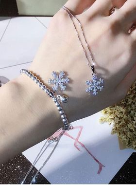 小众幸运铃铛雪花ins冷淡风手链