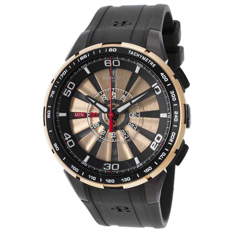 perrelet伯特莱美国代购男子瑞士手表涡轮计时玫瑰金表盘自动手表