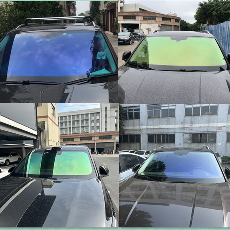 汽车贴膜高隔热炫彩紫光变色膜蓝色妖姬前挡玻璃绿色全车档太阳膜