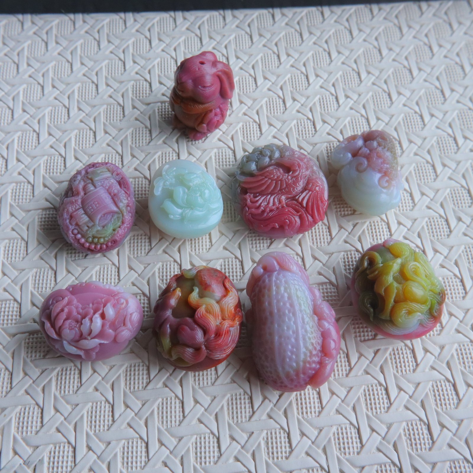 盐源玛瑙精品吊坠莲花花生凤凰锁兔子单件
