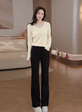豆豆DD【微喇裤】2025冬季新款加绒百搭休闲裤显瘦气质-700725DK