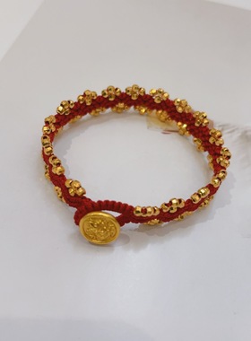 非金属布艺手链 豆豆DA【铜镀沙金】手工编织简约手链6B041S23000