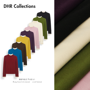 T恤25DD118 蚕丝发热绒软糯亲肤拼接长袖 豆豆10 双层卷边打底衫