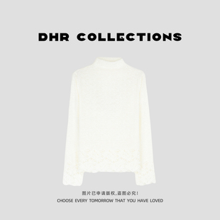 T恤女 豆豆1 设计感休闲长袖 立领镂空时尚 25QD036 蕾丝提花上衣