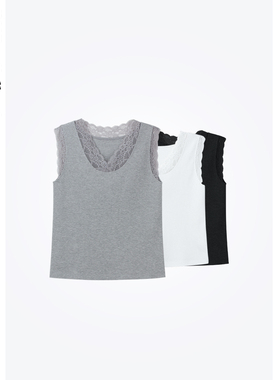 豆豆DA【内搭神器】蕾丝背心女春夏无袖v领打底衫小衫-D952