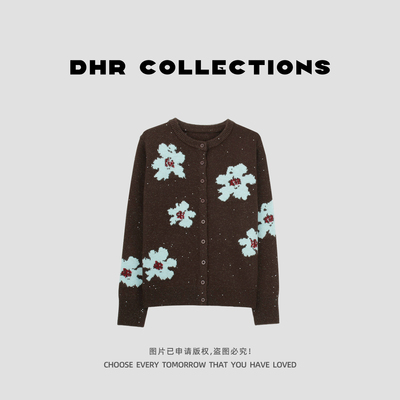 豆豆DD【花房】绵羊毛优雅风圆领长袖亮片提花针织毛衣-5318925DM