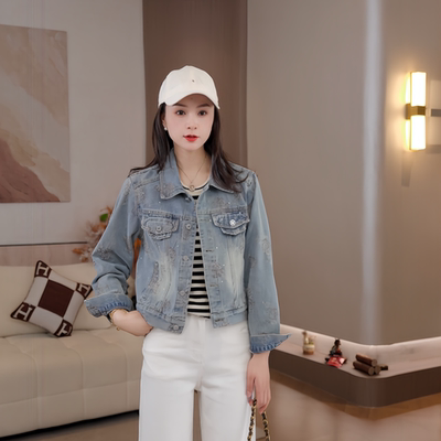 豆豆DA【玫瑰花刺绣牛仔外套】高级感时尚百搭休闲上衣-26CW9582