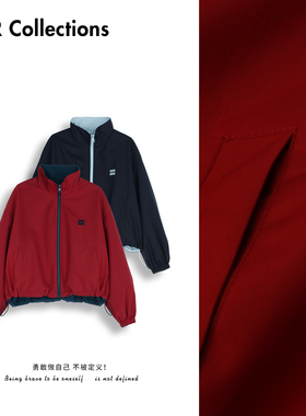 豆豆6【两面穿冲锋衣】初秋新款宽松百搭通勤翻领外套女-DQ56317