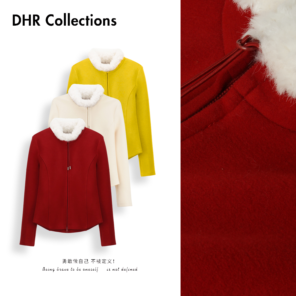 豆豆DD【卷卷毛领外套】冬季新款双面绒加绒加厚上衣-612025DM