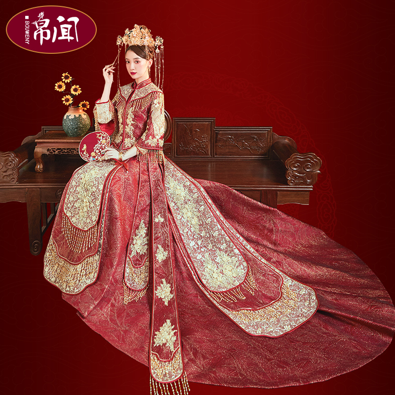 秀禾服新娘2021新款结婚中式嫁衣婚纱礼服中国风拖尾秀和大码显瘦