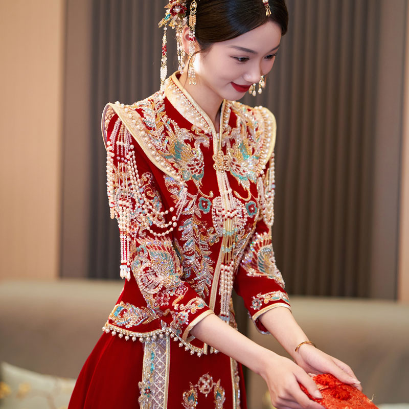 秀禾服可拆卸披风凤冠霞帔