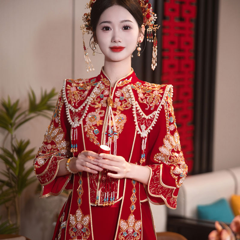 丝绒秀禾服新娘高端2025新款