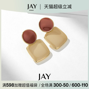 耳饰方圆脸生日礼物 JAY复古港风耳环轻奢高级感耳坠女2024新款