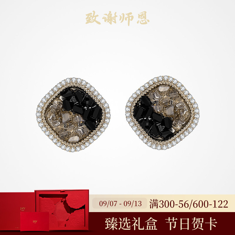 JAY复古黑色耳钉冷淡风耳环耳饰图片