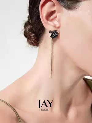 Suitable for summer tassel earrings female long version earrings 2021 new black swan earrings high-end light luxury