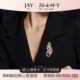 JAY奢华孔雀尾羽胸针配大衣西装 别针复古蓝色胸花38妇女节礼物
