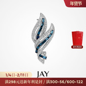 JAY复古蓝色胸针高端精致时尚 胸花衣服别针西装 配饰领针生日礼物