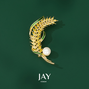 JAY金色麦穗胸针设计感小众高端别针女胸花高级感配饰母亲节礼物