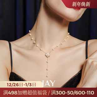 JAY高端仿珍珠毛衣链长款 挂饰 毛衣项链秋冬花朵小众吊坠女新款
