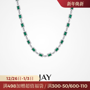 JAY复古绿色项链轻奢小众锁骨链颈链新款 锁骨链贵妇配饰生日礼物