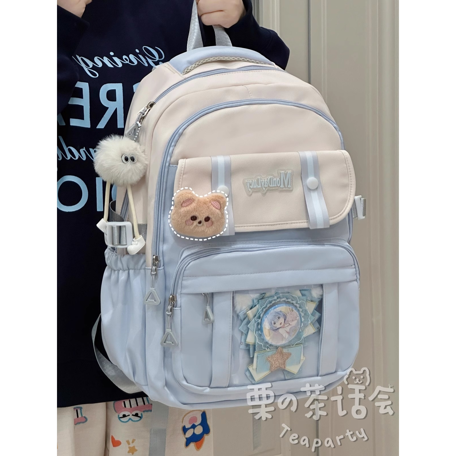 可爱少女痛包双肩包女日系高颜值书包女高中生初中学生大容量背包