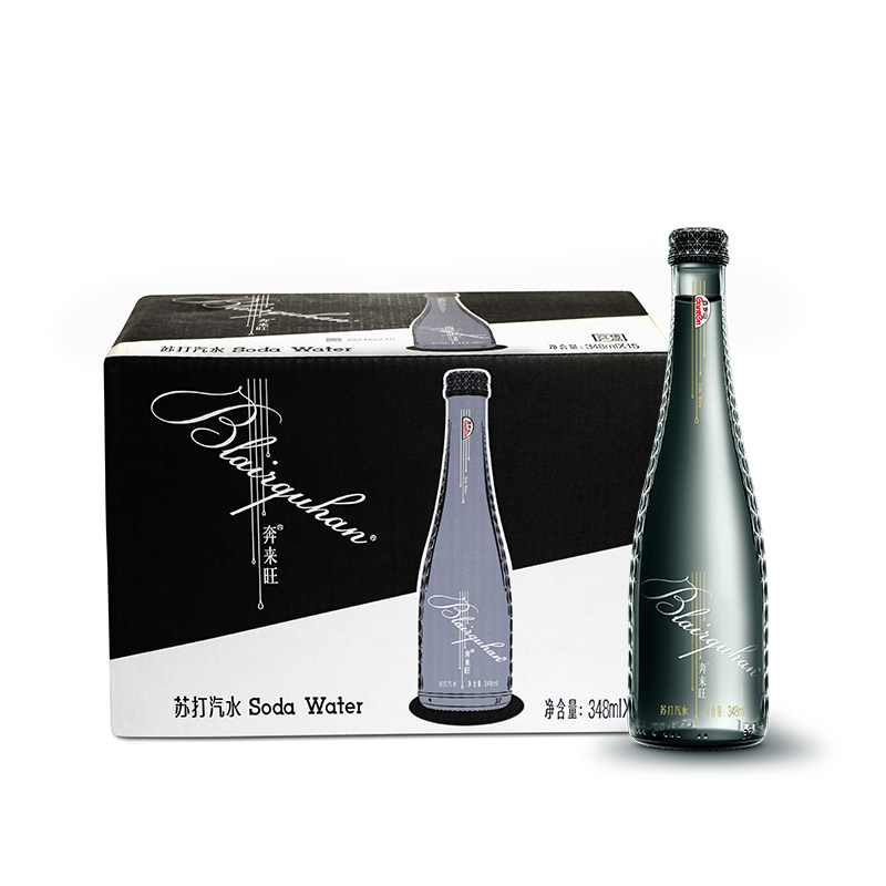 奔来旺苏打水原味无糖348ml*15瓶 高端玻璃瓶 整箱装