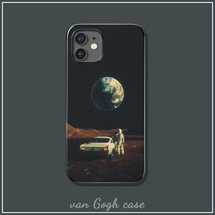 ins风月球宇航员小众艺术手机壳适用于iPhone15promax三星s24华为mate60荣耀x30 magic6苹果14小米14红米K70E